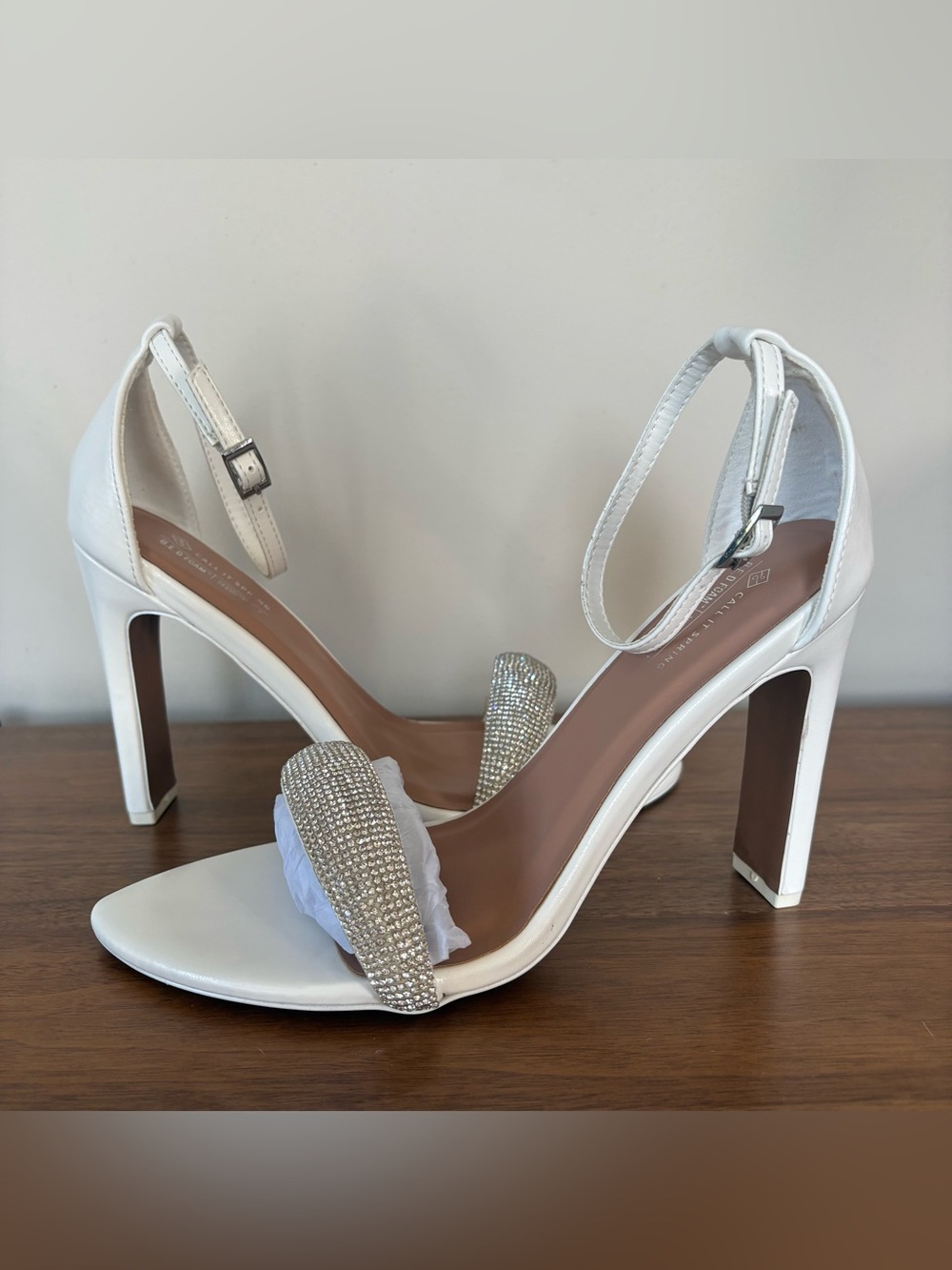 ✨ Call It Spring Solana Rhinestone High Heels - White - Brand New In Box ✨
